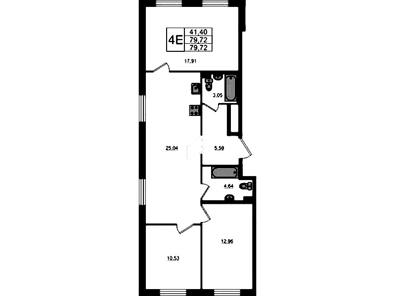 3-комнатная квартира 79.72 м², 3/17 эт., ЖК «Стороны Света 2»